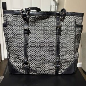 NEW Coach Black and White Tote w/ matching wallet